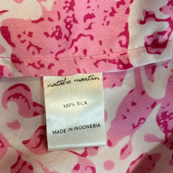 Women’s NATALIE MARTIN Briana dress- pink/white 100% silk. Size small - Picture 10 of 11